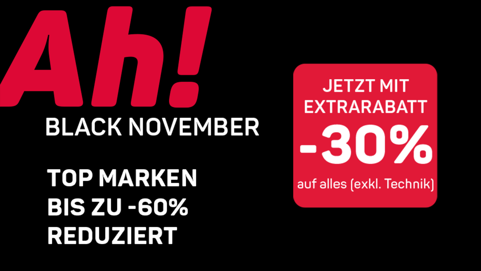 30% Rabatt auf alles (exkl. Technik)