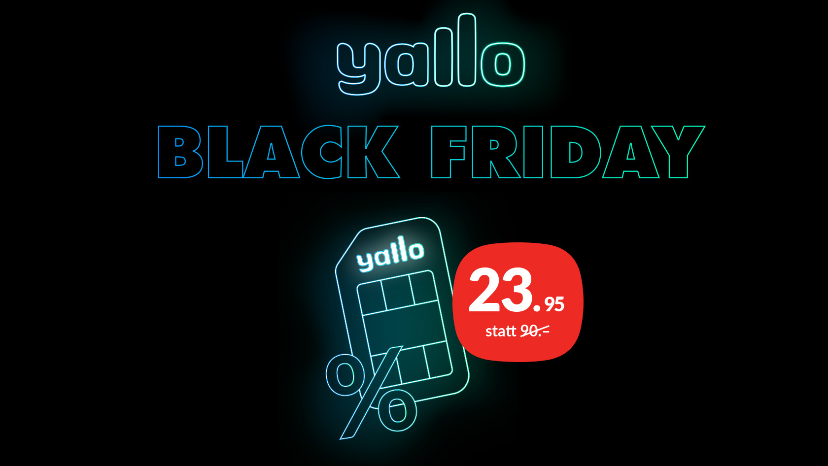 yallo BLACK mit 73% für CHF 23.95/Mt